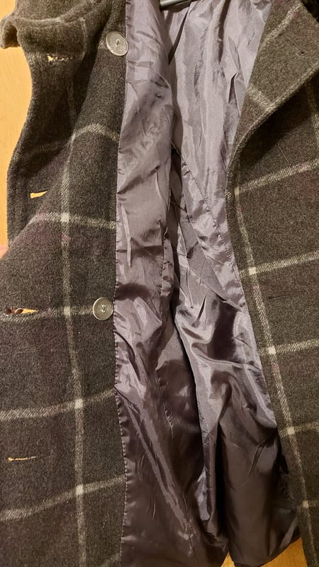 Damen Karierter mantel mit Gürtel – Größe M – Grau/Lila – Bild 3 von 4