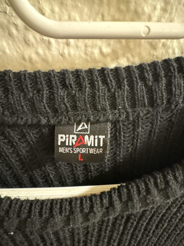 Herren Schwarzer Strickpullover mit olivgrünen Akzenten an den Ärmeln – Größe L – Bild 3 von 3