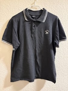 Herren Poloshirt dunkelgrau mit weißen Streifen am Kragen – Größe M – Bild 3 von 4