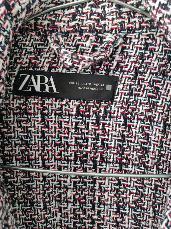 Damen Tweed-Overshirt-Jacke mit Fransenkante und Knopfleiste – Größe XS – Bunt – Bild 4 von 5