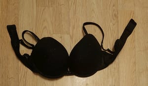 Damen Schwarzer Glitzer Push-up-BH mit Glitzersteinen an den Trägern – Größe 80B