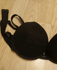 Damen Schwarzer Glitzer Push-up-BH mit Glitzersteinen an den Trägern – Größe 80B – Bild 2 von 4