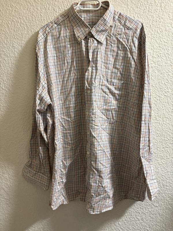 Herren Kariertes Langarmhemd mit Button-Down-Kragen – Größe 3XL – Beige