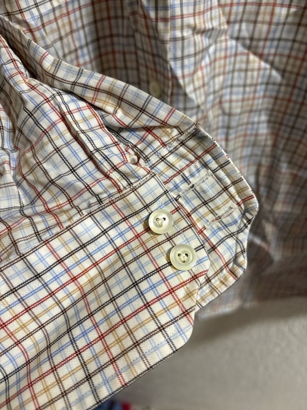 Herren Kariertes Langarmhemd mit Button-Down-Kragen – Größe 3XL – Beige – Bild 3 von 5