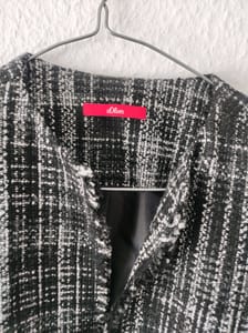 Damen-Blazer mit Bouclé-Struktur und Fransensaum, schwarz-weiß – Größe 36 – Bild 2 von 7