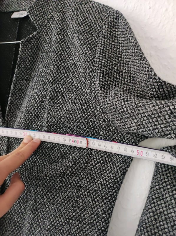 Damen Strukturierter Blazer mit Knöpfen, Schwarz-Grau meliert – Größe 40 – Bild 5 von 6