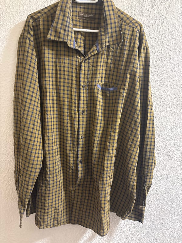 Herren Kariertes Langarmhemd mit Brusttasche – Größe 3XL – Olivgrün