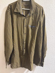 Herren Kariertes Langarmhemd mit Brusttasche – Größe 3XL – Olivgrün