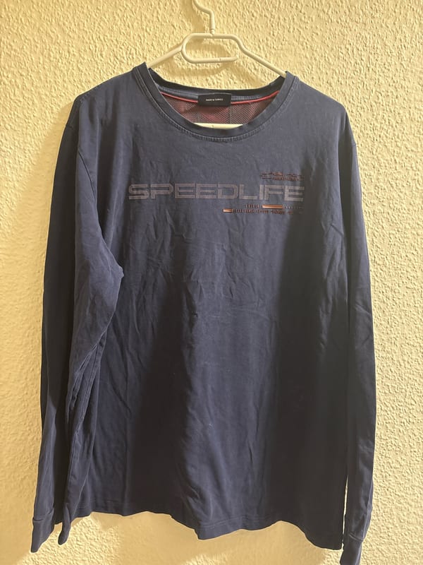 Herren Langarmshirt in Dunkelblau mit Aufdruck – Größe 3XL