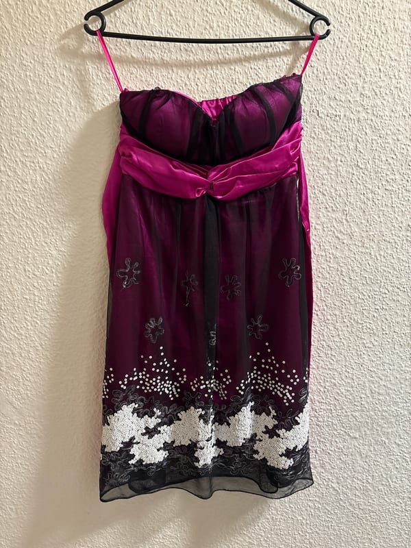 Damen Bandeau-Kleid mit Pailletten und Tüll, Lila-Pink – Größe 36
