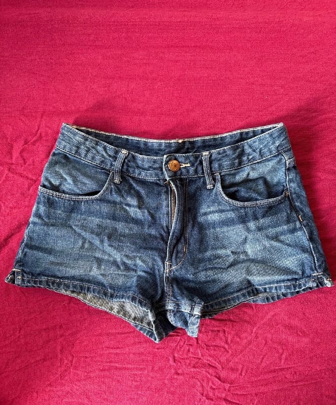 Mädchen Jeansshorts, dunkelblau, verwaschen – Größe 158