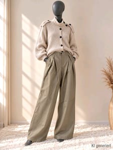 Damen high waist Marlene mit Details 38/40 cappuccino – Größe M – Beige