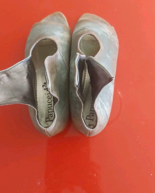 Papucei Damen Sandalen Riemchen Peep-Toe Leder Grau EU 38 flach – Größe 38 – Bild 3 von 5
