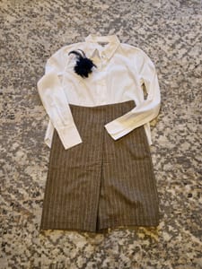 Damen Wolle rock von Italienische Marke Battistoni Größe S – Beige/Weiß