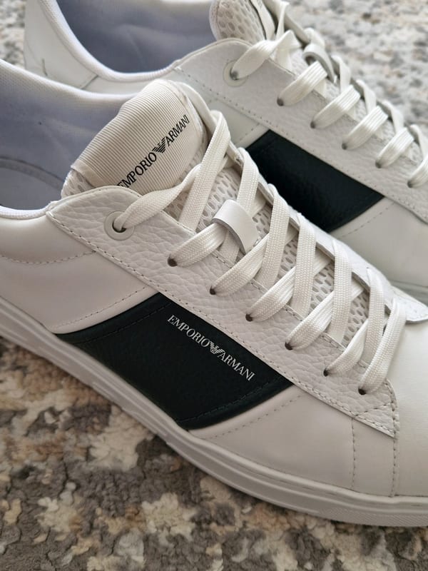 Herren Leder Sneaker Emporio Armani Größe 44 – Weiß/Schwarz – Bild 4 von 12