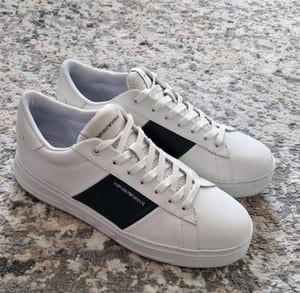 Herren Leder Sneaker Emporio Armani Größe 44 – Weiß/Schwarz