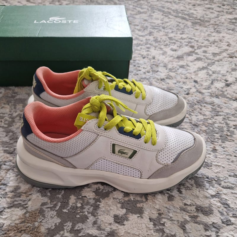 Damen Leder Sneaker Lacoste Größe 39 – Weiß-Gelb