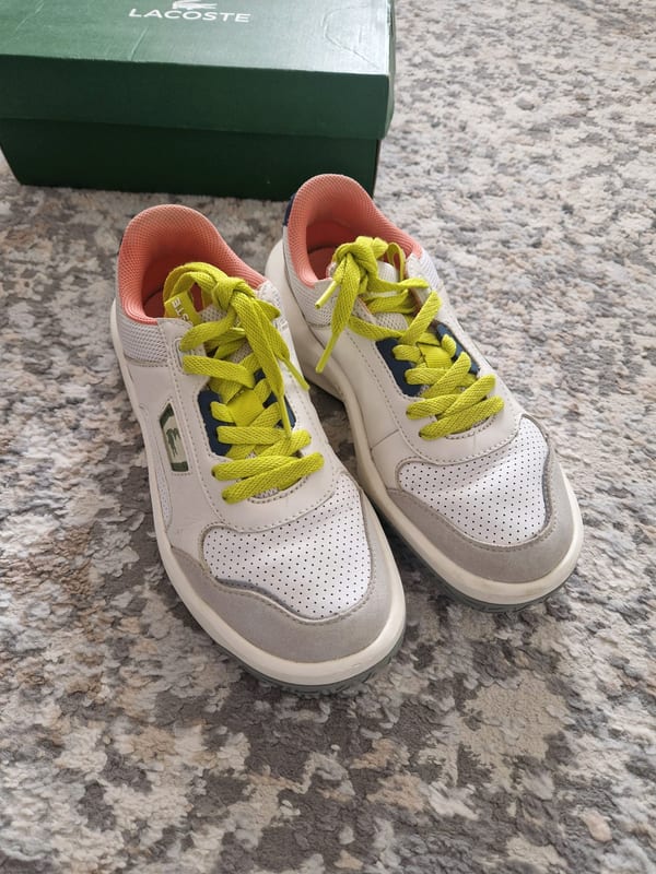 Damen Leder Sneaker Lacoste Größe 39 – Weiß-Gelb – Bild 6 von 10