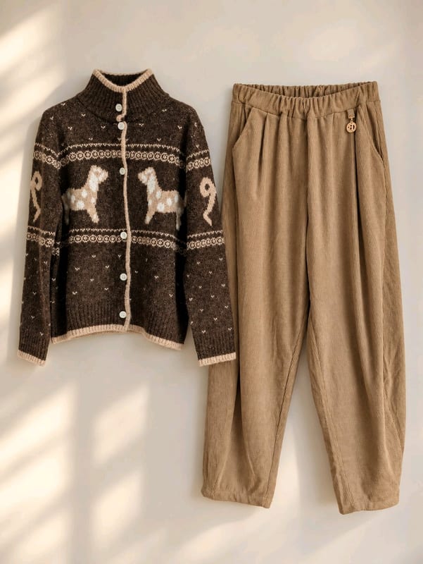 Damen Lässige Mum fit Cord Hose - cappuccino - 40 ungetragen – Größe L – Braun – Bild 3 von 5