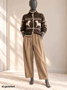 Damen Lässige Mum fit Cord Hose - cappuccino - 40 ungetragen – Größe L – Braun – Bild 2 von 5