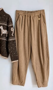 Damen Lässige Mum fit Cord Hose - cappuccino - 40 ungetragen – Größe L – Braun – Bild 4 von 5