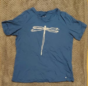 Damen T-Shirt mit Libellen-Motiv – Blau – Größe L
