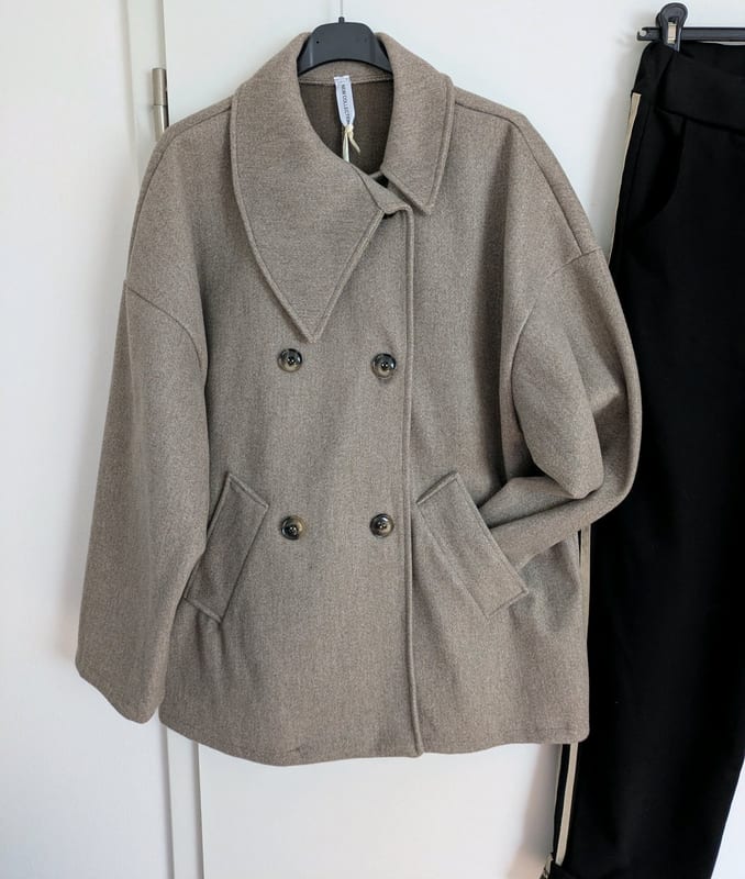 Damen lässiger Woll Style Mantel in taupe - 38/40 - ungetragen – Größe L – Beige-braun