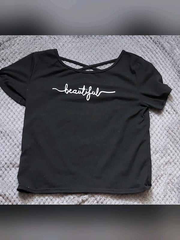 Damen bauchfreies T-shirt – Größe S – Schwarz