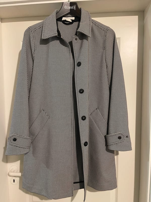 Damen Trenchcoat Mantel – Größe 36 – Schwarz/Weiß