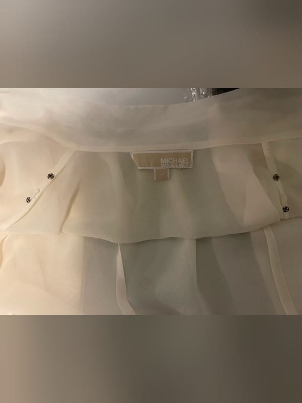 Michael Kors Damen Cremeweiße Bluse mit Plissee-Schal und Schleife – Größe XS – Bild 6 von 6