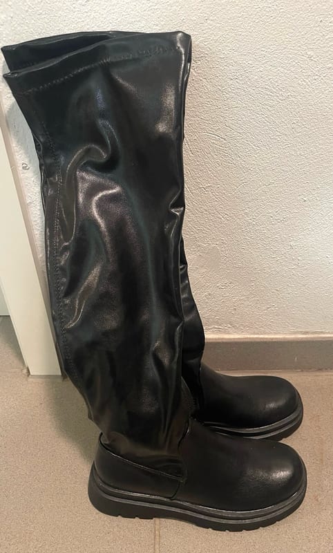 Damen Overknees Plateau Stiefel Neu mit Karton – Größe 39 – Schwarz – Bild 2 von 5