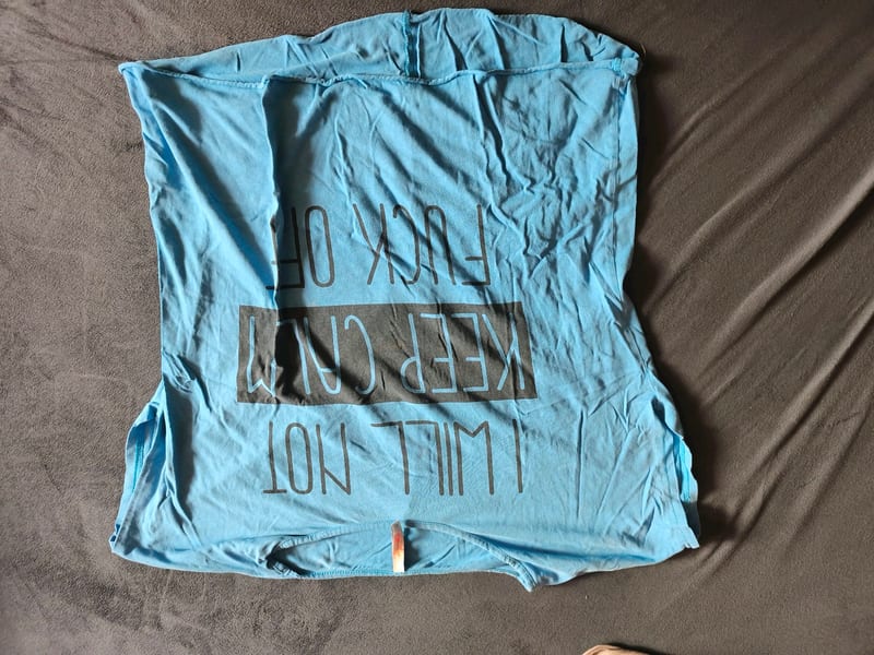 Damen Türkisfarbenes Shirt mit Schriftaufdruck – Größe S