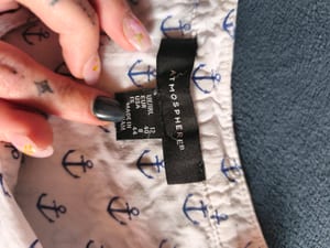 Damen Hemdbluse mit Anker-Muster, Langarm – Größe M – Beige – Bild 2 von 2