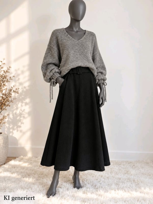 Damen traumhafter Maxi Cord Rock/ schwarz/ 38-40 ungetragen – Größe M