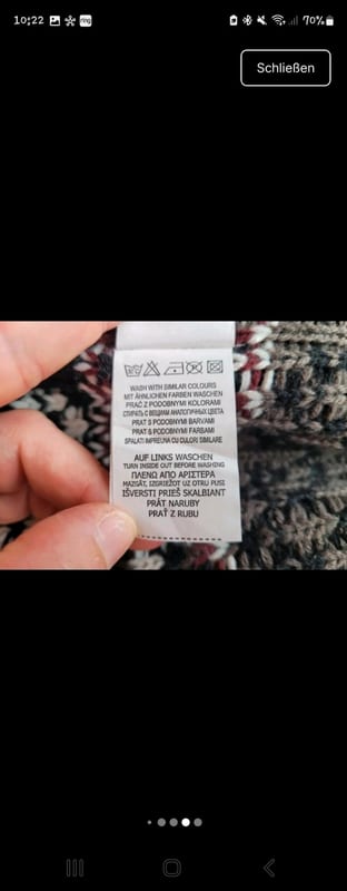Damen Offene Strickjacke mit Ethno-Muster und Fransen Gr. XS – Creme/Schwarz – Bild 7 von 8