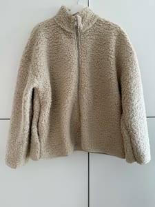 oversize Teddy Jacke Creme beige Damen – Einheitsgröße