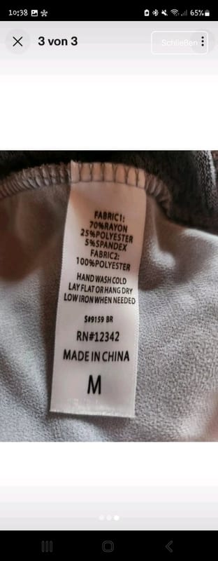 Damen Langarmshirt mit weißem Saum – Grau meliert Gr. M fällt groß aus – Bild 3 von 3