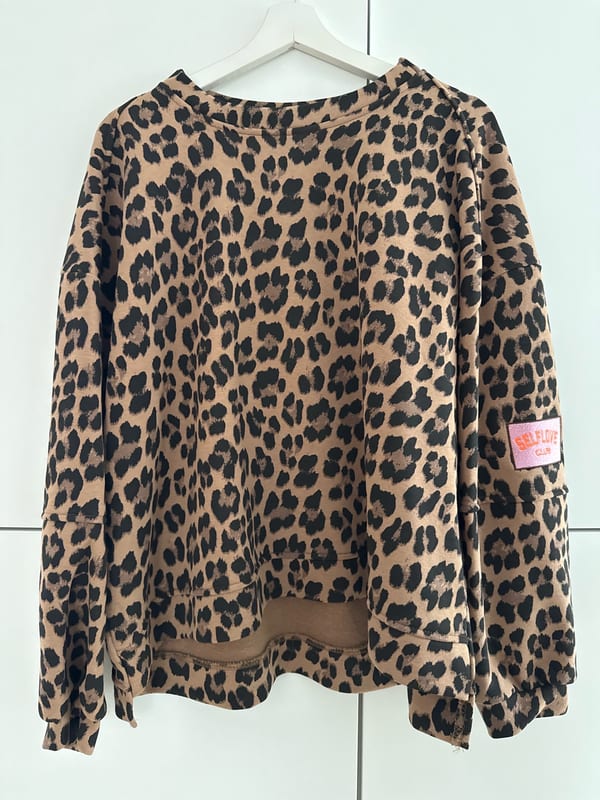 Leo Oversize Sweater Baumwolle Damen – Einheitsgröße – Hellbraun