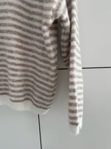 Strickpulli Creme beige Damen gestreift – Einheitsgröße – Bild 2 von 2