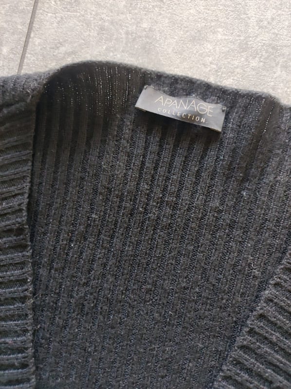 Damen Schwarze Strickjacke, offene Form, gerippt – Größe M – Bild 3 von 4