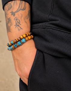 Herren umisex Armband Set Blue – Blau/Braun – Bild 2 von 3