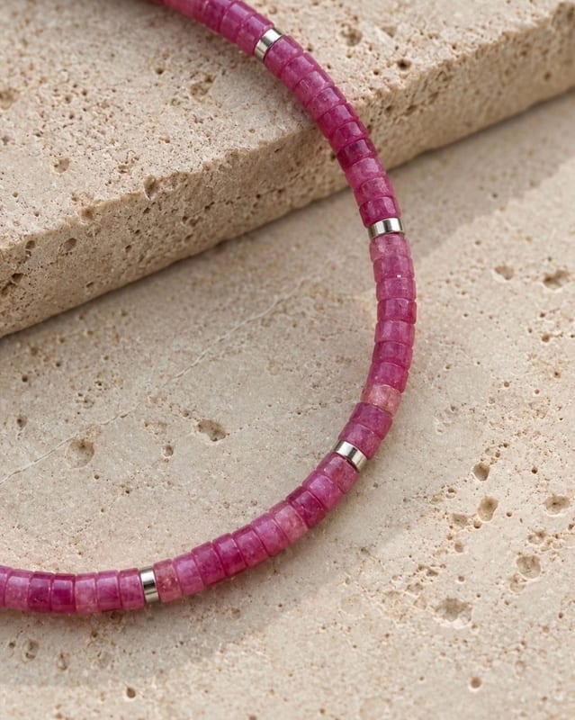 Damen Pinkfarbenen Erdbeerquarz mit silberfarbenen Akzenten – Silber/Rosa – Bild 2 von 4