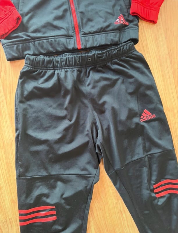 Herren Trainingsanzug Jacke und Hose – Rot/Schwarz mit Streifen – Größe M/L – Bild 4 von 8