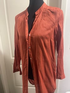 Damen Lange Bluse Leinen – Größe 36 – Terrakotta
