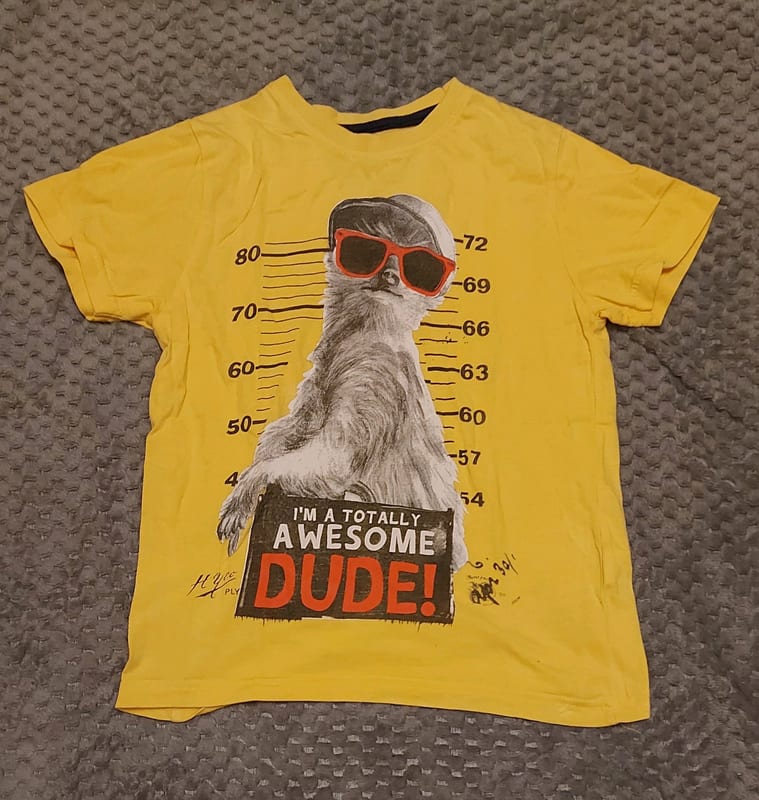 Jungen Gelbes T-shirt mit Erdmännchen Motiv – Größe 122