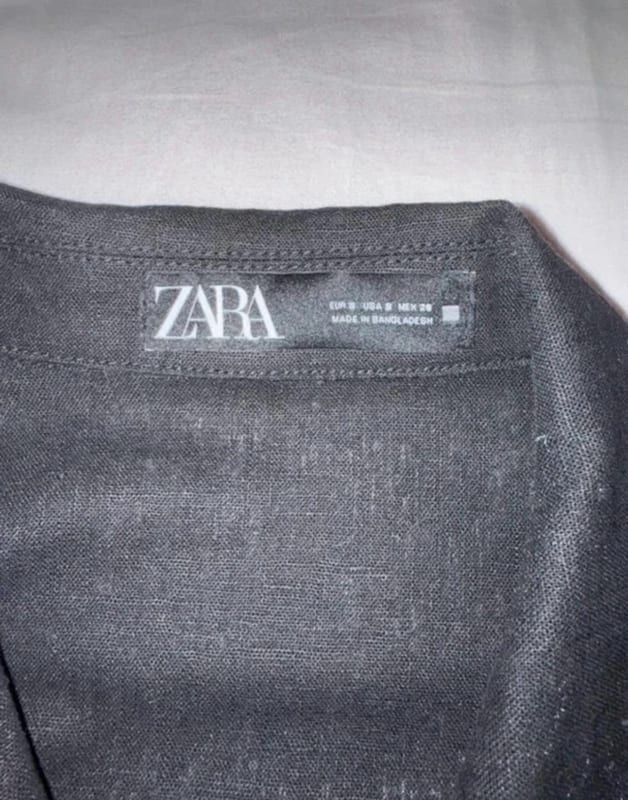 Damen ZARA Hemdjacke / Leichtes Kleider-Jackett in Schwarz mit Gürtel Größe S – Bild 3 von 3