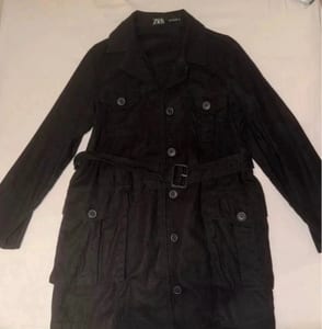 Damen ZARA Hemdjacke / Leichtes Kleider-Jackett in Schwarz mit Gürtel Größe S