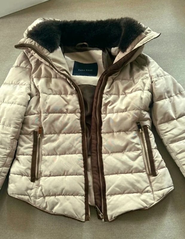 Damen Tolle Winterjacke neuwertig beige von Zara – Größe 34 – Bild 2 von 12