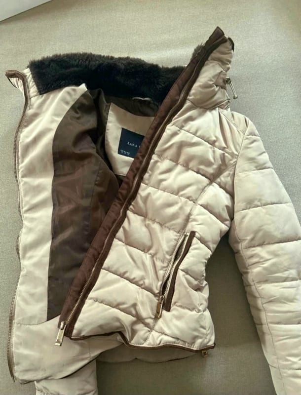 Damen Tolle Winterjacke neuwertig beige von Zara – Größe 34 – Bild 3 von 12