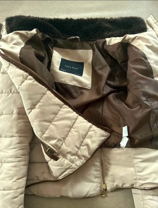 Damen Tolle Winterjacke neuwertig beige von Zara – Größe 34 – Bild 4 von 12